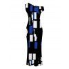 Vintage Couple Outfit Colorblock Geometric Print Skew Neck Mermaid Bodycon Maxi Dress and Shirt Set - Bleu S | US 4