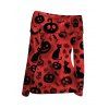 Gothic Halloween Top Black Cat Bat Pumpkin Print Foldover Off the Shoulder Long Sleeve Top - Rouge Vineux XL | US 12