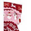 Christmas Top Elk Snowman Snowflake Heart Bowknot Print Foldover Off the Shoulder Top - Rouge Vineux S | US 4