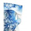 Christmas Top Watercolor Ombre Snowflake Print Foldover Off the Shoulder Top - Bleu XL | US 12