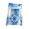 Christmas Top Watercolor Ombre Snowflake Print Foldover Off the Shoulder Top - Bleu XL | US 12