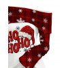 Vintage Christmas Top Plaid Snowflake Letter Christmas Hat Print Foldover Off the Shoulder Top - Rouge Vineux S | US 4