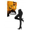 Halloween Women Outfit Galaxy Bat Print Ombre Foldover Off the Shoulder Top and Buckle Lace Up Leggings Set - Orange S | US 4