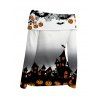 Halloween Gothic Women Outfit Haunted House Pumpkin Bat Spider Web Print Ombre Foldover Off the Shoulder Top and Buckle Lace Up Legging Set - Noir S | US 4