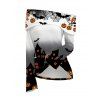 Halloween Gothic Women Outfit Haunted House Pumpkin Bat Spider Web Print Ombre Foldover Off the Shoulder Top and Buckle Lace Up Legging Set - Noir S | US 4