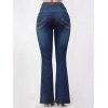 Christmas Women Outfit Ombre Snowflake Print Foldover Off the Shoulder Top and Topstitching Flare Jeans Set - Rouge Vineux S | US 4