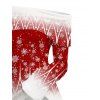 Christmas Women Outfit Ombre Snowflake Print Foldover Off the Shoulder Top and Topstitching Flare Jeans Set - Rouge Vineux S | US 4
