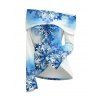 Christmas Women Outfit Watercolor Ombre Snowflake Print Foldover Off the Shoulder Top and Lace Up Pockets Demin Flare Jeans Set - Bleu S | US 4