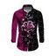 Men's Gothic Shirt Colorblock Rose Floral Leaf Print Button Up Long Sleeve Shirt - Noir XL