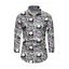 Men's Gothic Shirt Camo Smoke Skull Print Long Sleeve Button Up Shirt - multicolor XL