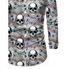 Men's Gothic Shirt Camo Smoke Skull Print Long Sleeve Button Up Shirt - multicolor XL