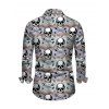 Men's Gothic Shirt Camo Smoke Skull Print Long Sleeve Button Up Shirt - multicolor XL
