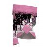 Christmas Women Outfit Colorblock Snowman Snowflake Gift Print Foldover Off the Shoulder Top and Lace Up Flare Jeans Set - Rose S | US 4
