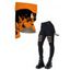 Halloween Women Outfit Cartoon Pumpkin Print Colorblock Foldover Off the Shoulder Top and Grommet Hollow Out Pants Set - Orange S | US 4