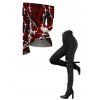 Gothic Women Outfit Barbed Wire Skull Print Foldover Off the Shoulder Top and Buckle Lace Up Leggings Set - Rouge Vineux S | US 4