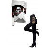 Halloween Women Outfit Colorblock Skulls Rose Floral Print Foldover Long Sleeve Top and Buckle Hollow Out Pants Set - Noir S | US 4