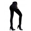 Halloween Women Outfit Colorblock Skulls Rose Floral Print Foldover Long Sleeve Top and Buckle Hollow Out Pants Set - Noir S | US 4