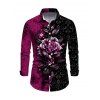 Gothic Couple Outfit Colorblock Rose Leaf Print Lace Up Belt Off the Shoulder Handkerchief Dress and Long Sleeve Shirt Set - Noir S | US 4
