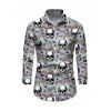 Gothic Couple Outfit Camo Smoke Skull Print Off the Shoulder Lace Up Belt Handkerchief Dress and Long Sleeve Shirt Set - multicolor S | US 4