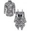 Gothic Couple Outfit Camo Smoke Skull Print Off the Shoulder Lace Up Belt Handkerchief Dress and Long Sleeve Shirt Set - multicolor S | US 4