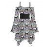 Gothic Couple Outfit Camo Smoke Skull Print Off the Shoulder Lace Up Belt Handkerchief Dress and Long Sleeve Shirt Set - multicolor S | US 4