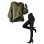 Autumn Women Outfit Textured Solid Color Lantern Sleeve V Neck Pullover Long Sweater and Buckle Lace Up Leggings Set - Vert Armée S | US 4