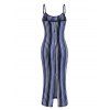 Ethnic Couple Outfit Vintage Textured Striped Print Spaghetti Strap Bodycon Dress and Shirt Set - Bleu S | US 4