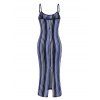 Ethnic Style Dress Textured Striped Print Spaghetti Strap Bodycon Dress - Bleu M | US 6