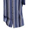 Men's Ethnic Style Shirt Textured Striped Print Button Up Shirt - Bleu XL