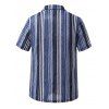 Men's Ethnic Style Shirt Textured Striped Print Button Up Shirt - Bleu XL