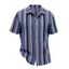 Men's Ethnic Style Shirt Textured Striped Print Button Up Shirt - Bleu XL