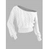 Solid Color Sweater Hollow Out Skew Neck Cropped Sweater - Blanc S | US 4