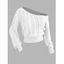 Solid Color Sweater Hollow Out Skew Neck Cropped Sweater - Blanc S | US 4