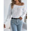 Solid Color Sweater Hollow Out Skew Neck Cropped Sweater - Blanc S | US 4