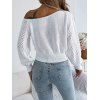 Solid Color Sweater Hollow Out Skew Neck Cropped Sweater - Blanc S | US 4