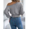 Solid Color Sweater Hollow Out Skew Neck Cropped Sweater - Gris Clair M | US 6