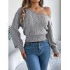 Solid Color Sweater Hollow Out Skew Neck Cropped Sweater - Gris Clair M | US 6