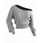 Solid Color Sweater Hollow Out Skew Neck Cropped Sweater - Blanc S | US 4