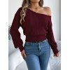 Solid Color Sweater Hollow Out Skew Neck Cropped Sweater - Rouge Vineux XL | US 12