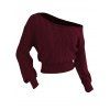 Solid Color Sweater Hollow Out Skew Neck Cropped Sweater - Rouge Vineux XL | US 12