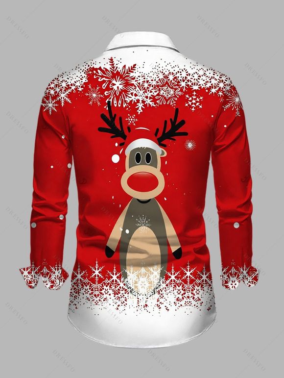 Christmas Couple Outfit Elk Snowflake Ombre Print Bodycon Mini Sweater Dress and Long Sleeve Shirt Set - Rouge S | US 4