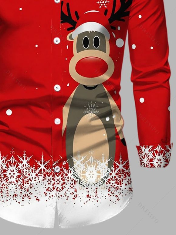 Christmas Couple Outfit Elk Snowflake Ombre Print Bodycon Mini Sweater Dress and Long Sleeve Shirt Set - Rouge S | US 4