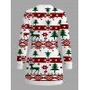 Christmas Couple Outfit Elk Geometric Snowflake Christmas Tree Print Bodycon Mini Sweater Dress and Long Sleeve Shirt Set - Blanc S | US 4