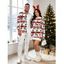 Christmas Couple Outfit Elk Geometric Snowflake Christmas Tree Print Bodycon Mini Sweater Dress and Long Sleeve Shirt Set - Blanc S | US 4