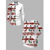 Christmas Couple Outfit Elk Geometric Snowflake Christmas Tree Print Bodycon Mini Sweater Dress and Long Sleeve Shirt Set - Blanc S | US 4
