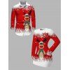 Christmas Couple Outfit Elk Snowflake Ombre Print Bodycon Mini Sweater Dress and Long Sleeve Shirt Set - Rouge S | US 4