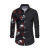 Gothic Couple Outfit Skulls Rose Print Lace Panel Buckle Handkerchief Dress and Shirt Set - Noir S | US 4