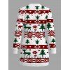 Christmas Sweater Dress Elk Geometric Snowflake Christmas Tree Print Bodycon Long Sleeve Mini Dress - Blanc M | US 6