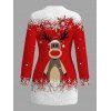 Christmas Sweater Dress Elk Snowflake Ombre Print Long Sleeve Bodycon Mini Dress - Rouge S | US 4