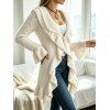 Ruffle Bell Sleeve Sweater Coat Wavy Asymmetrical Hem Solid Color Mid‑Long Knit Cardigan Coat - Beige S | US 4
